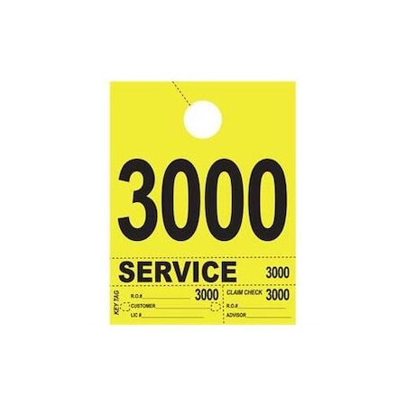 Asp 4Part Hvy-Brite Service Dispatch Numsyellow 4 Digit Set:3000-3999 Pk 2723